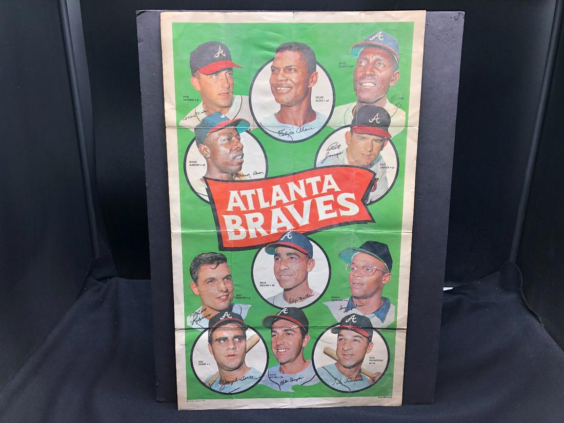 1969 Topps Team Posters Atlanta Braves - Hank Aaron: 1969 Topps Team Posters Atlanta Braves - Hank Aaron