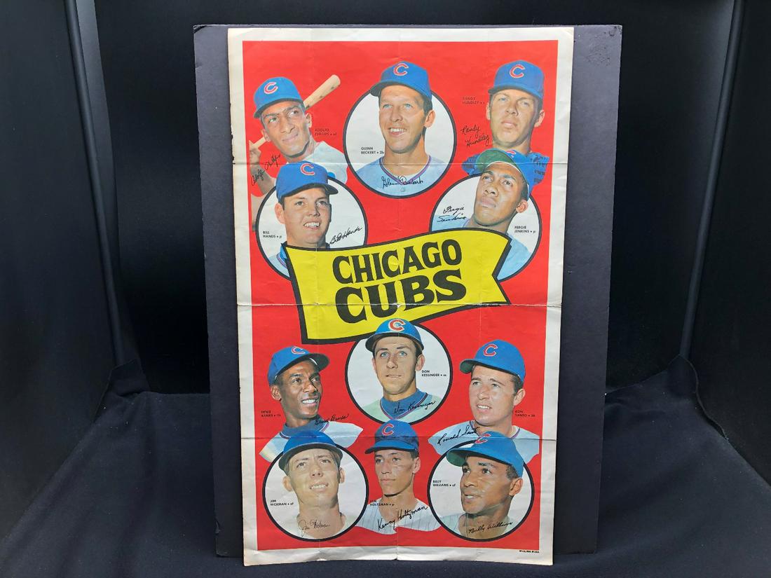 1969 Topps Team Posters Chicago Cubs - Ernie Banks: 1969 Topps Team Posters Chicago Cubs - Ernie Banks