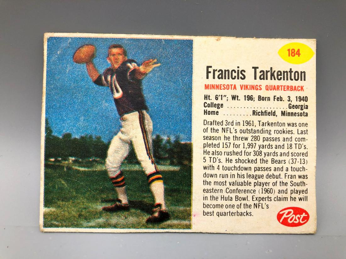 1962 Post Cereal Fran Tarkenton #184: 1962 Post Cereal Fran Tarkenton #184