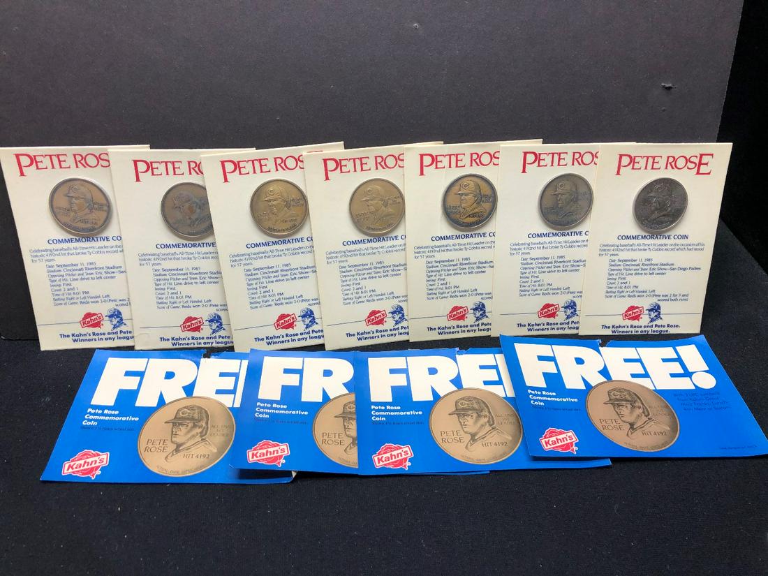 1985 Kahns Pete Rose 4192 Commemorative Coins Lot of 7 (1 of 2)