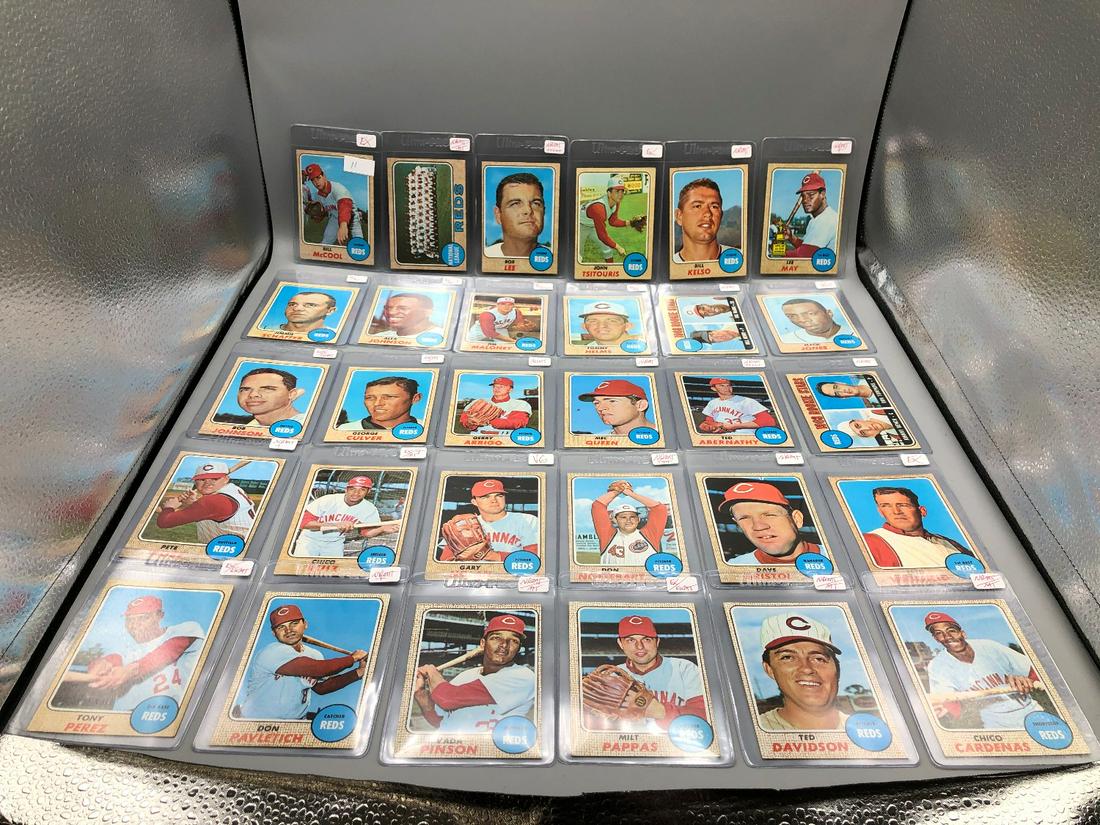Complete 1968 Topps Reds Set (30) Cards Bench Rookie, (1 of 16)
