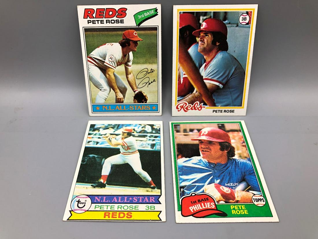 (4) Pete Rose Cards 77 Topps, #450, 78 Topps #20, 79 (1 of 5)