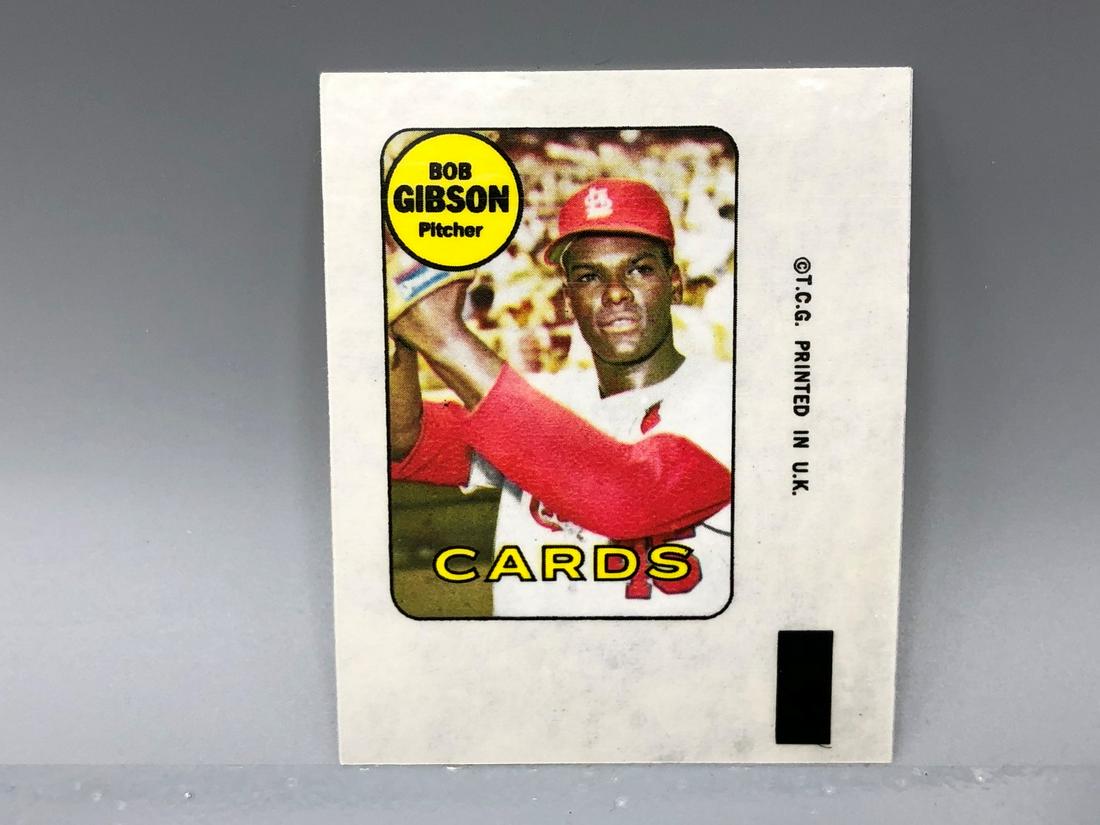 1969 Topps Decal Bob Gibson HOF: 1969 Topps Decal Bob Gibson HOF
