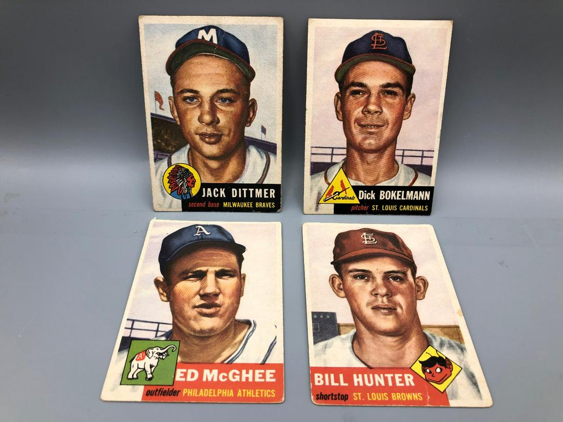 (4) 1953 Topps Baseball Cards 166,195,204,212 (1 of 4)