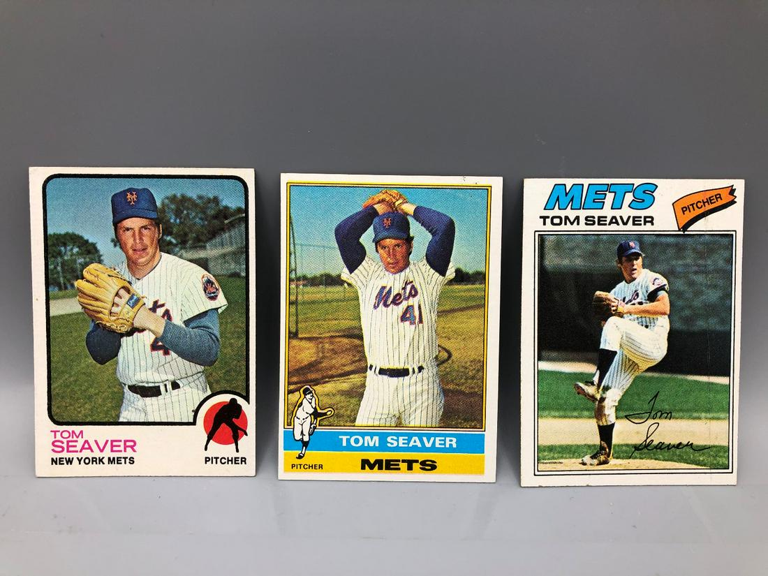 (3) Different Tom Seaver Cards 73T 350 76T 600 77T 150: (3) Different Tom Seaver Cards 73T 350 76T 600 77T 150