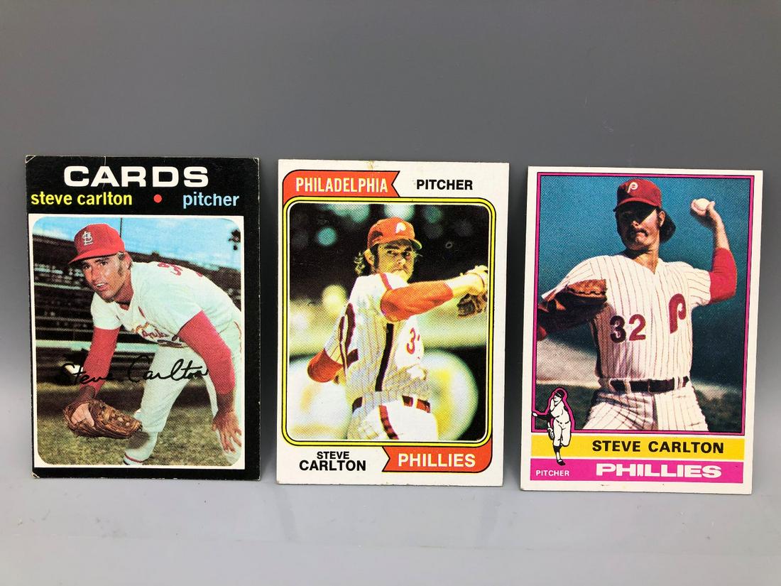 (3) Steve Carlton Cards 1971T #55 1974T #95, 1976T #355 (1 of 2)