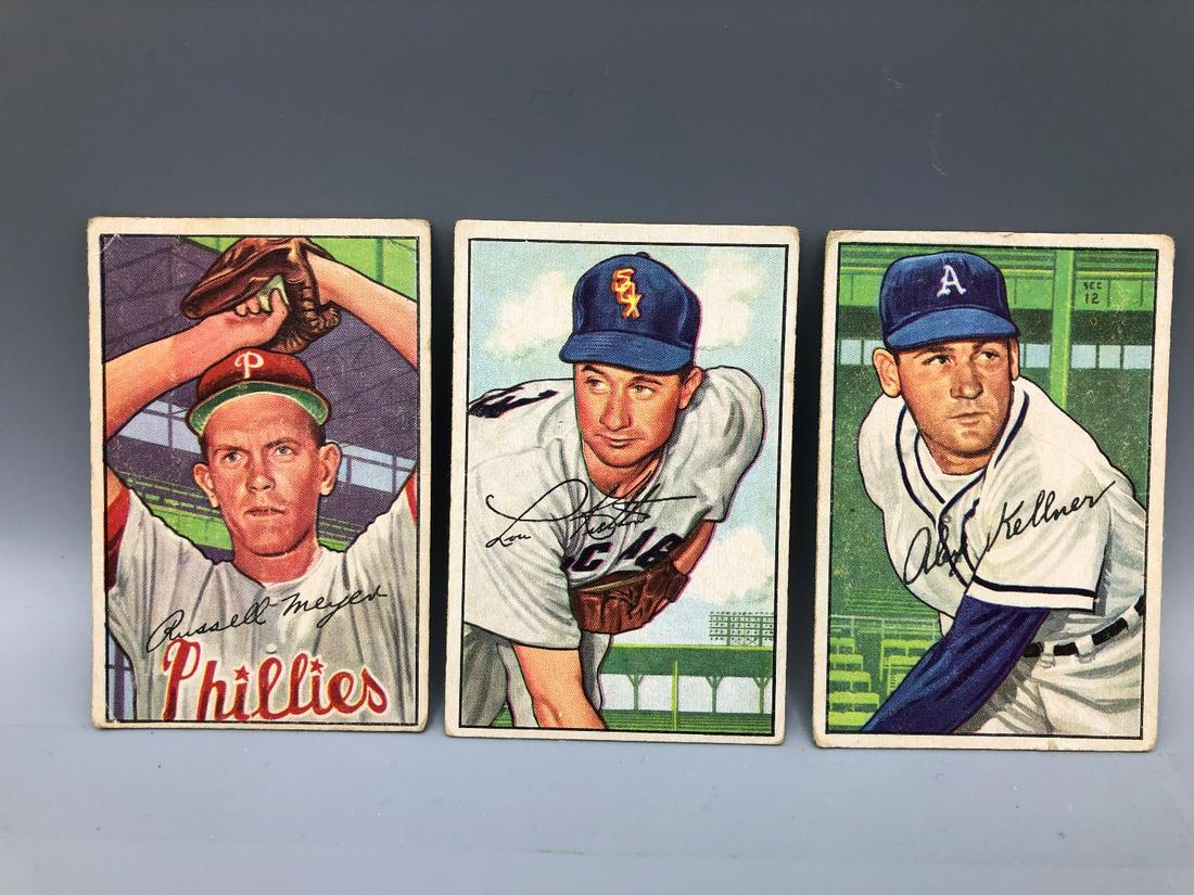 (3) 1952 Bowman Baseball Cards Hi Numbers 220,221,226 (1 of 2)