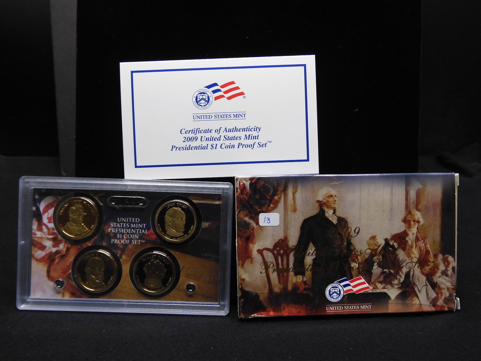 2009-S Presidential Proof Set: Harrison, Tyler, Polk,: 2009-S Presidential Proof Set: Harrison, Tyler, Polk, and Taylor. GEM in original box.