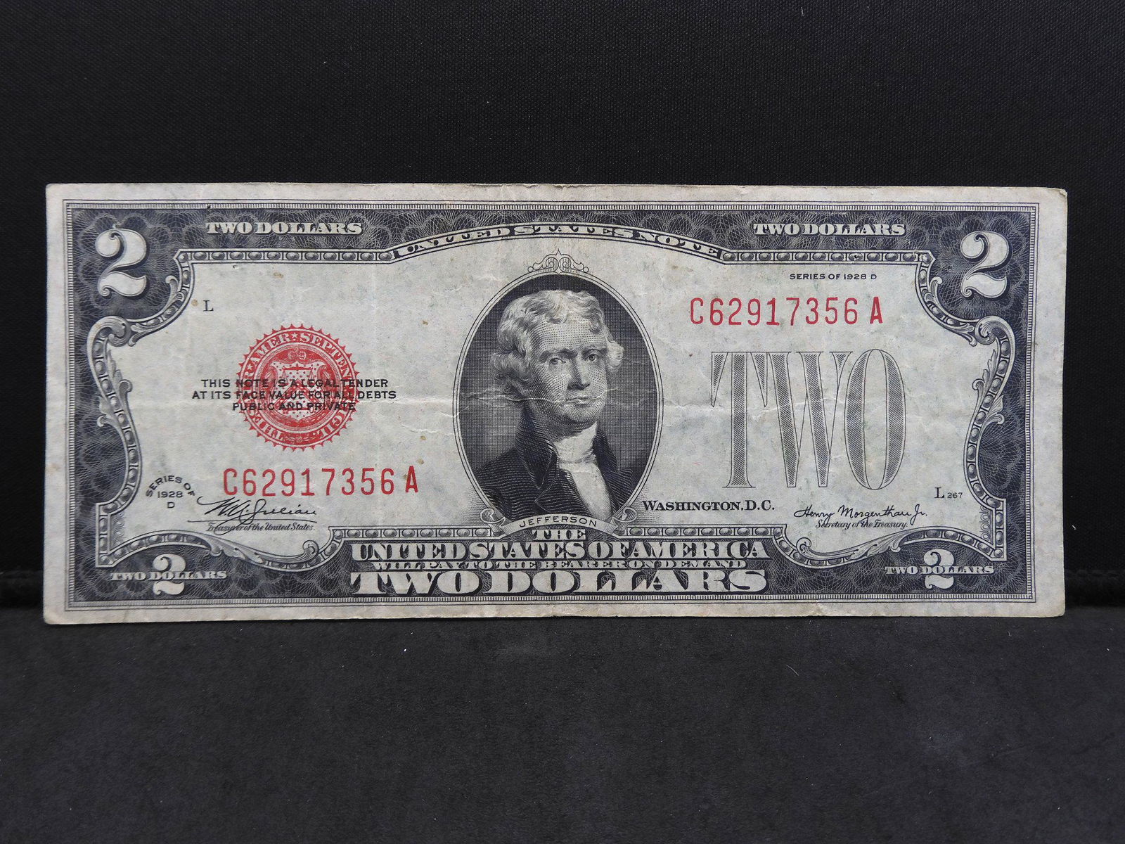 1928 D $2 Red Seal US Note.  XF. (1 of 3)