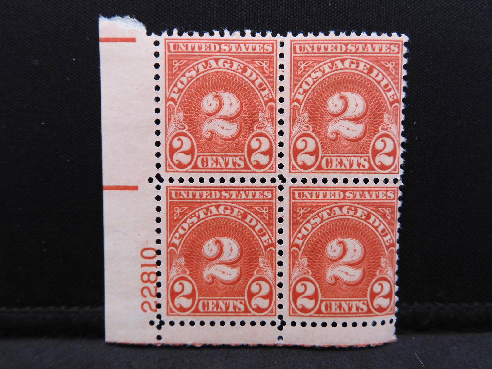 1931 Two Cent Postage Due Plate Block.  Mint, Never (1 of 2)