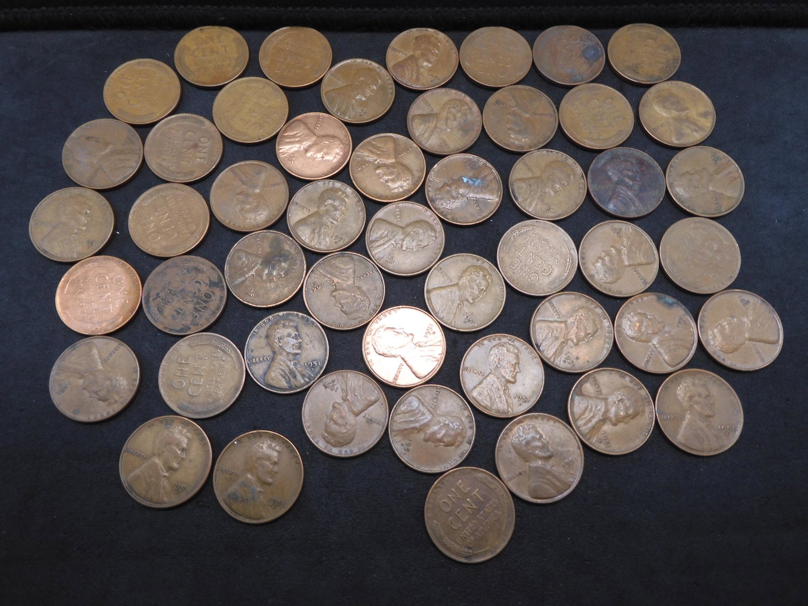 50-  1951-D Lincoln Wheat Cents. (1 of 3)