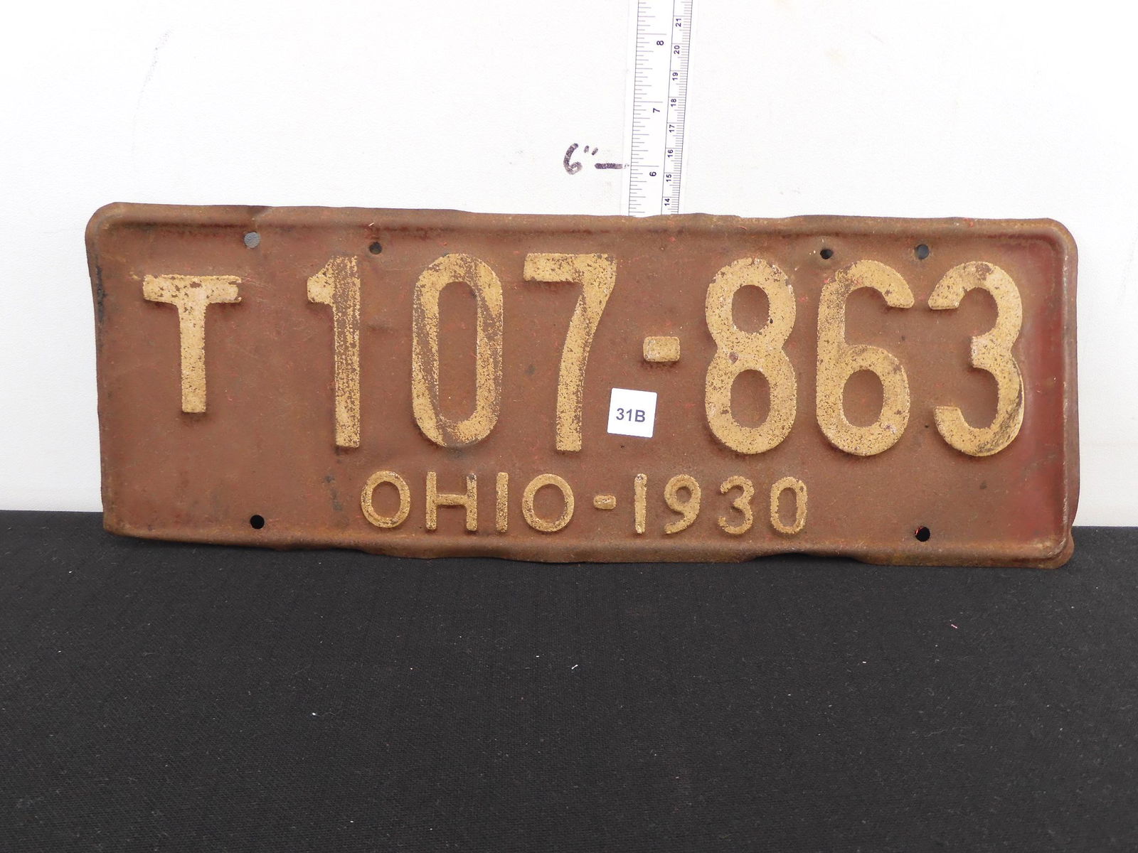 1930 Single Ohio License Plate: 1930 Single Ohio License Plate