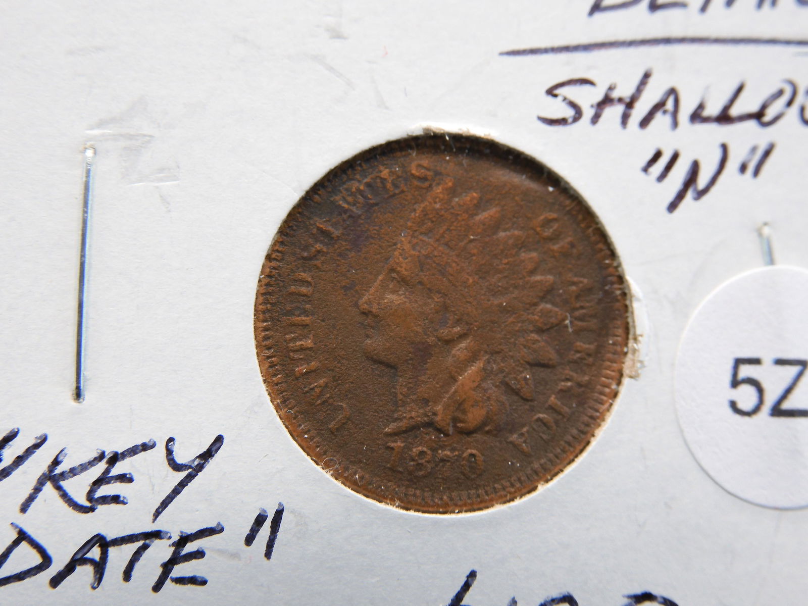 1870 Indian Head Cent Key Date Shallow N (1 of 3)