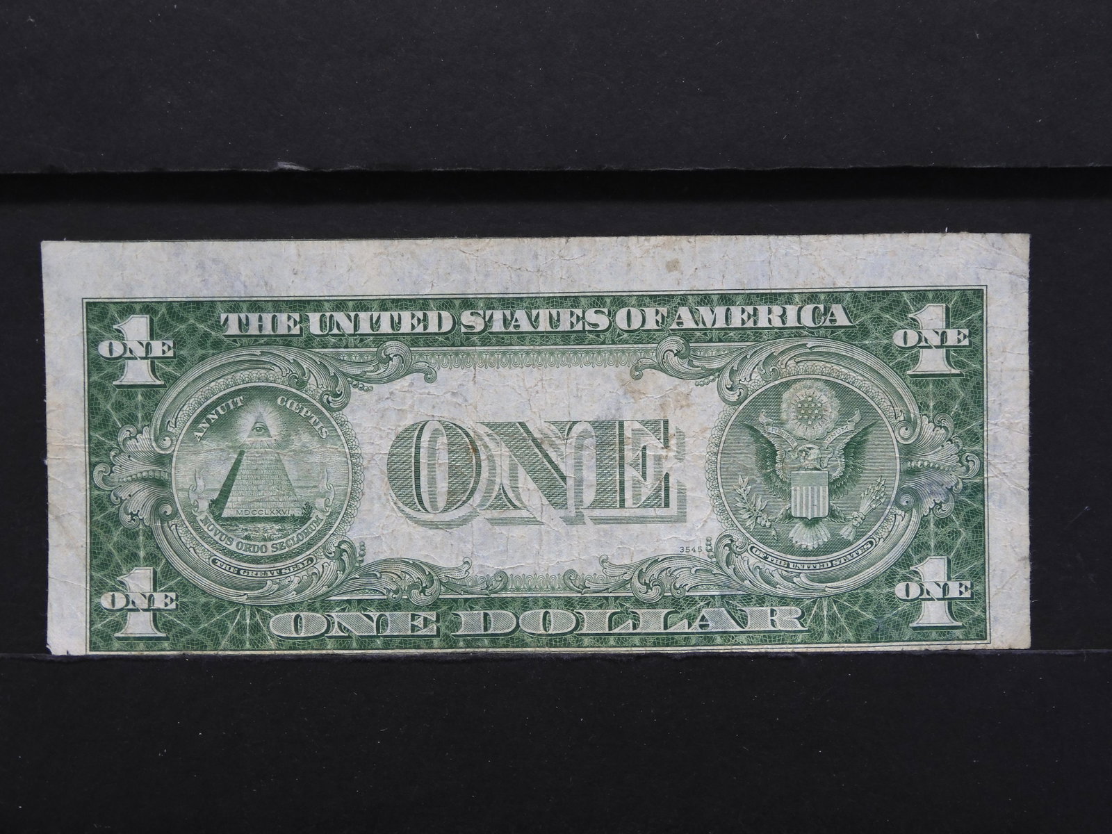One Dollar Print Error - Missing the Front and off: One Dollar Print Error - Missing the Front and off Center print