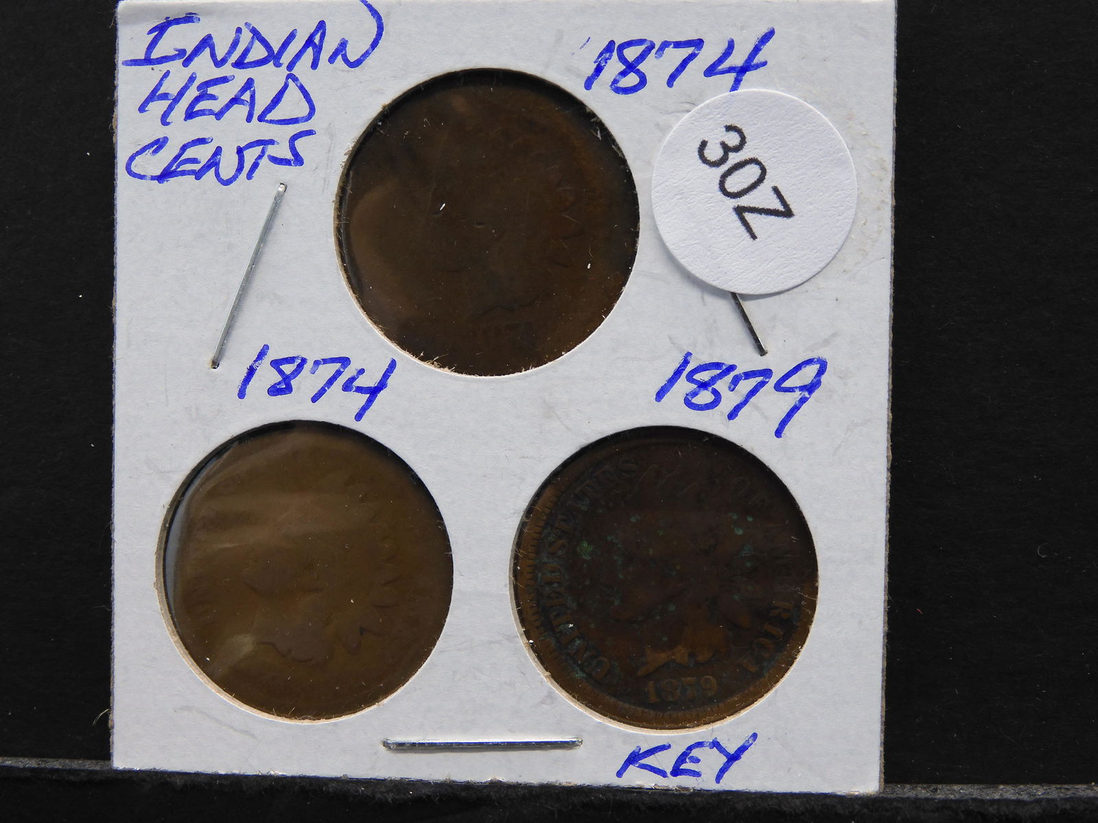 2 - 1874  and One 1879 Indian Head Cents (1 of 7)