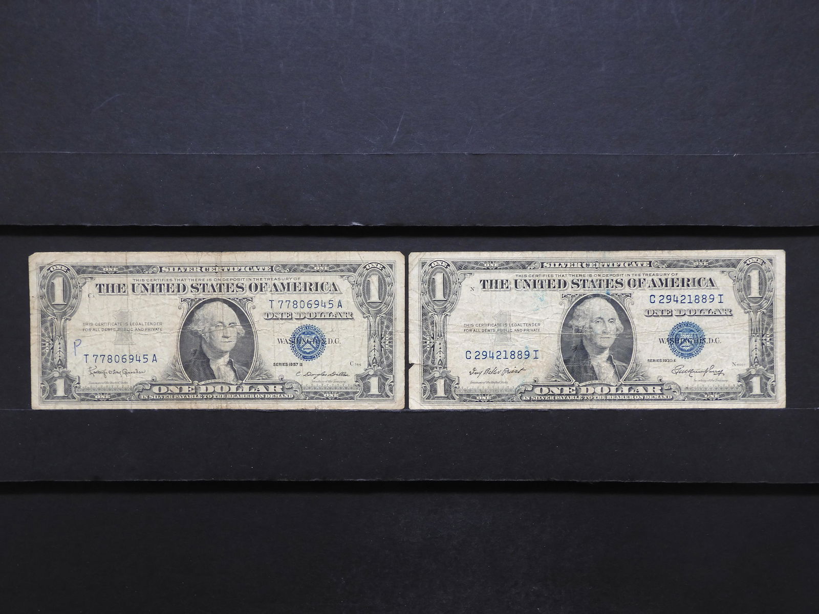 1935 E & 1957-B One Dollar Silver Certificates (1 of 7)