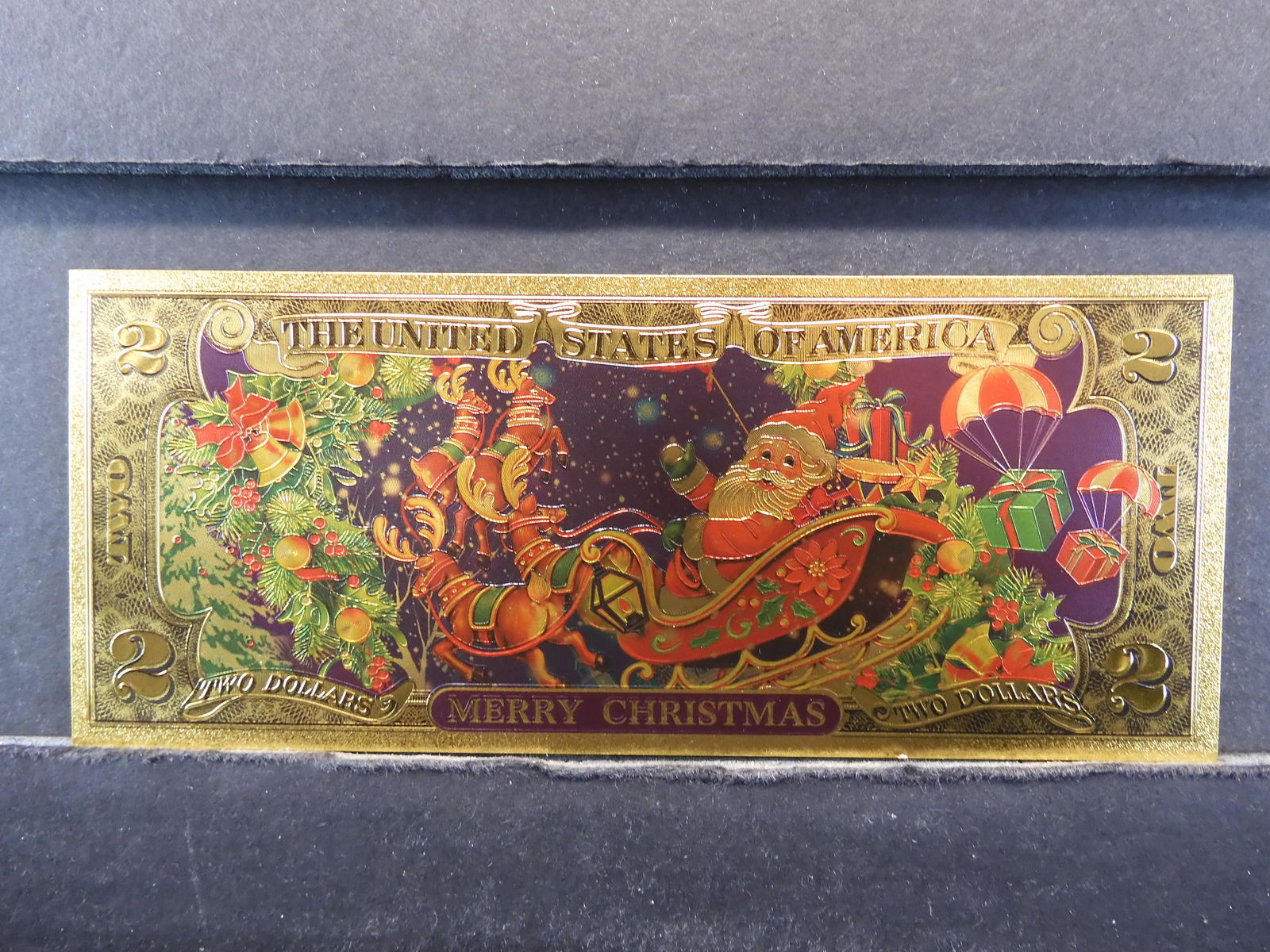 GOLD FOIL, (MERRY CHRISTMAS), CRISP, NOT LEGAL (1 of 2)