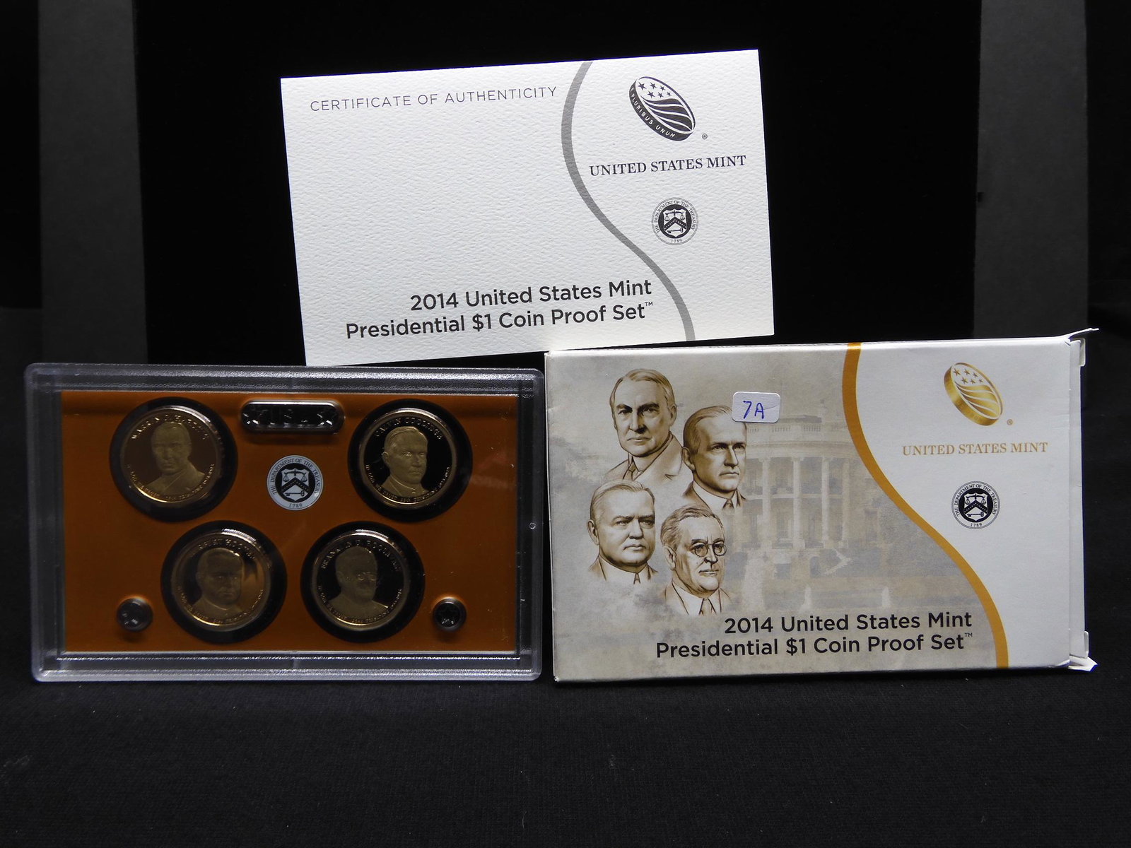 2014-S Presidential $1 Proof Set: Harding, Coolidge,: 2014-S Presidential $1 Proof Set: Harding, Coolidge, Hoover, and Roosevelt. GEM