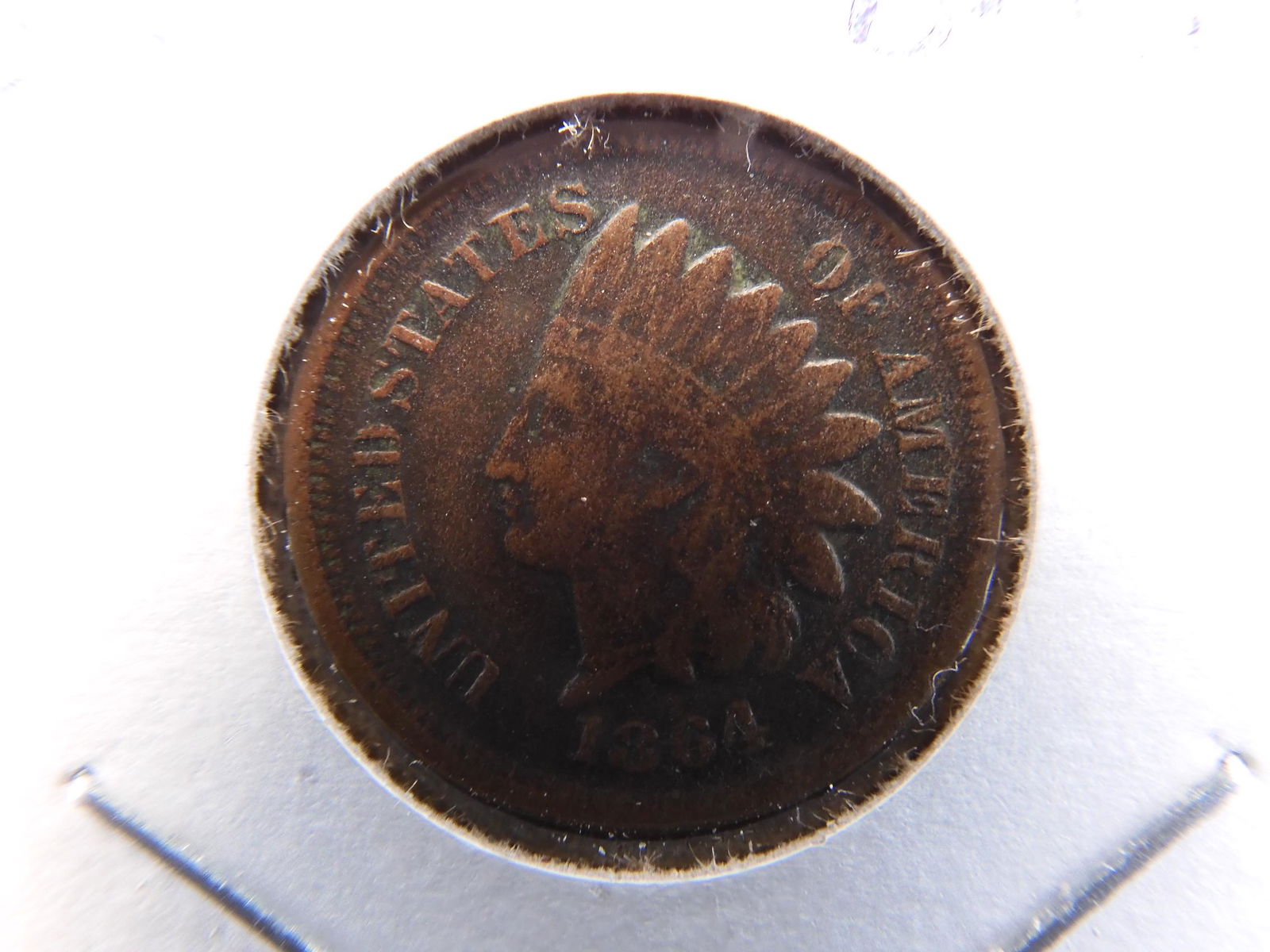 1864 Bronze Indian Cent.  Nice detail but light (1 of 3)