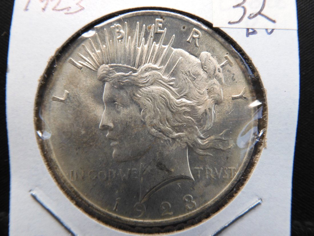 1923 Peace Dollar.  Choice BU with booming luster. (1 of 3)