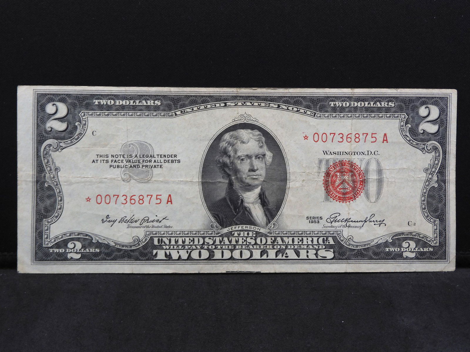 1953 $2 Red Seal US Note.  VF.  STAR (1 of 3)