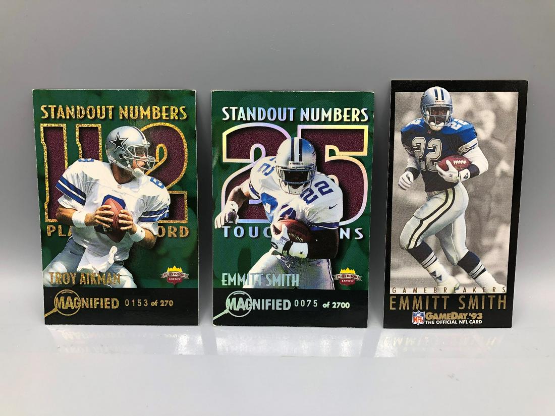 1997 ScoreBoard Magnified Troy Aikman (#/270), Emmitt: 1997 ScoreBoard Magnified Troy Aikman (#/270), Emmitt Smith (#/2700) & 1993 Gameday Emmitt Smith
