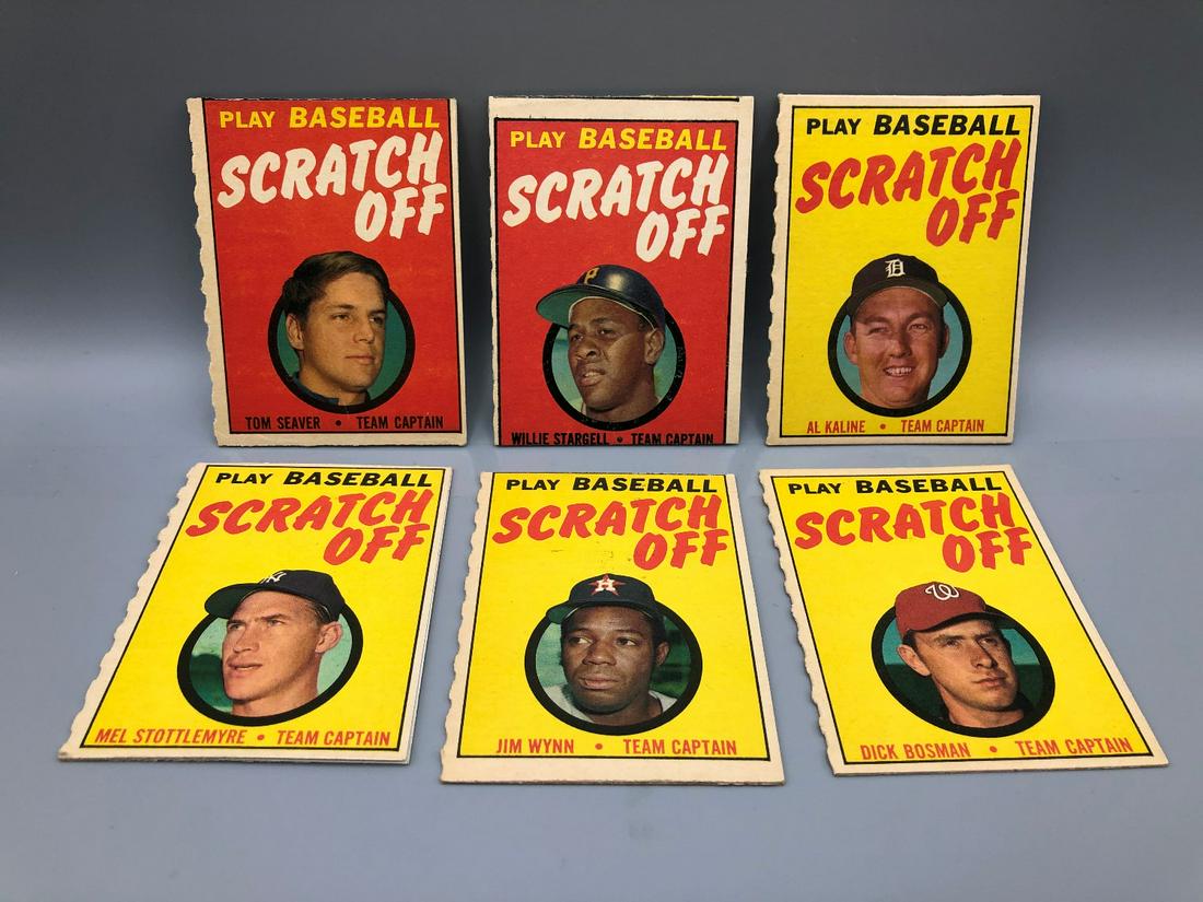 1970 Topps Scratch Offs Lot of 6 - Tom Seaver, Willie: 1970 Topps Scratch Offs Lot of 6 - Tom Seaver, Willie Stargell, Al Kaline - Varying Conditions - Unscratched on inside
