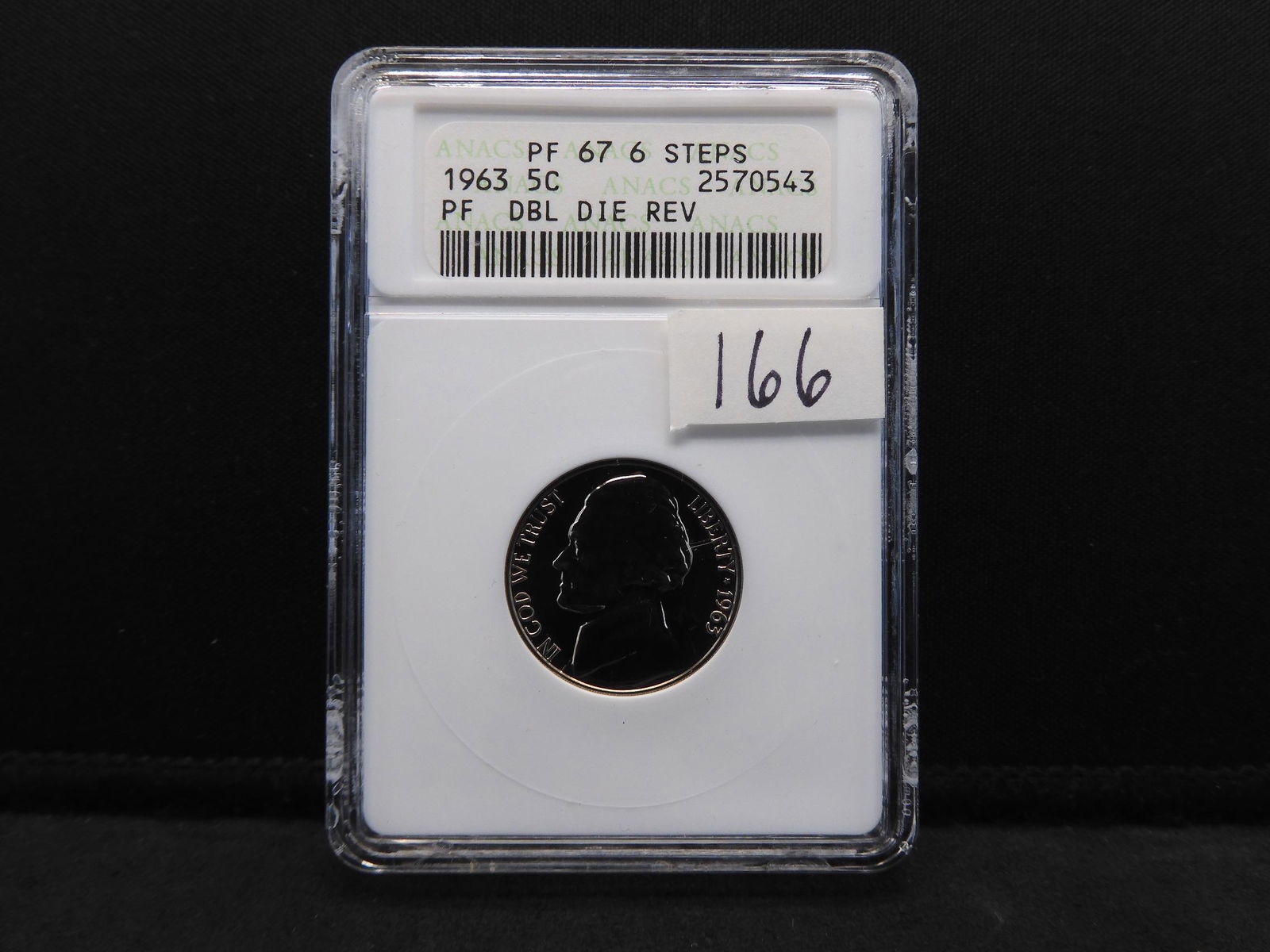 1963 ANACS PF67 6 Steps Double Die Reverse Jefferson (1 of 4)