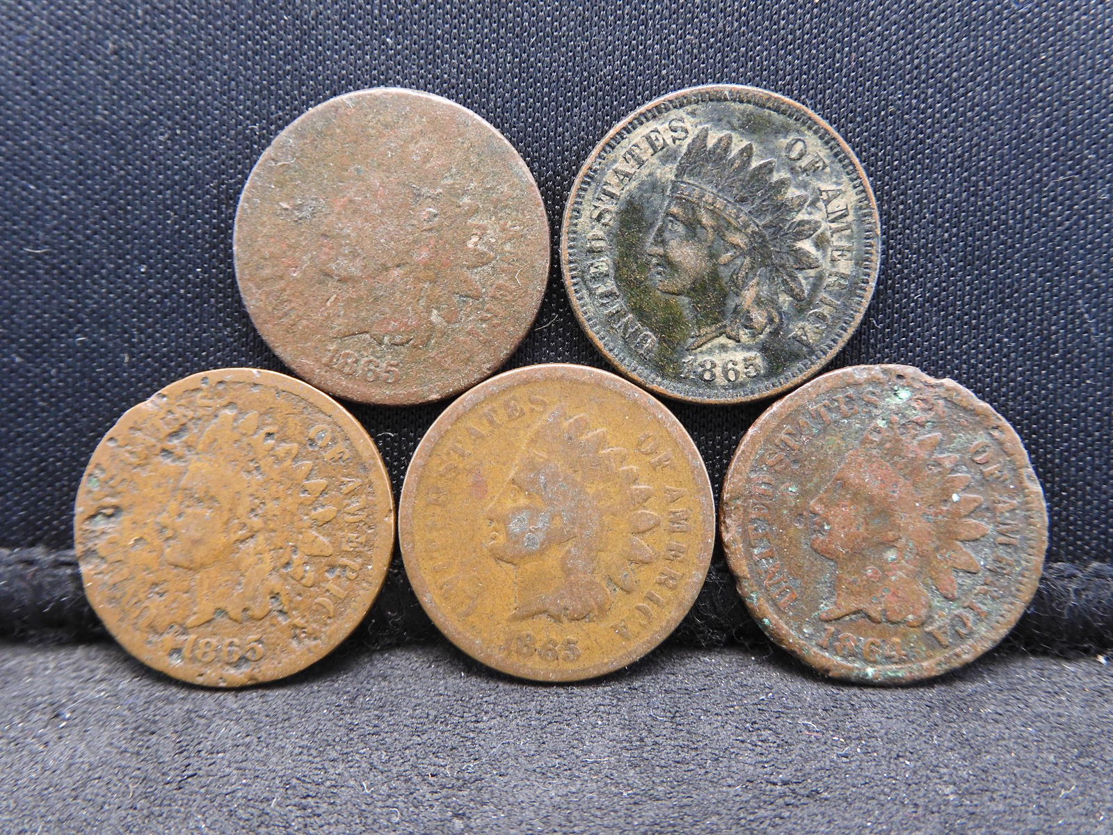(5) pc Lot Civil War Dated Indian Head Cents Various (1 of 2)