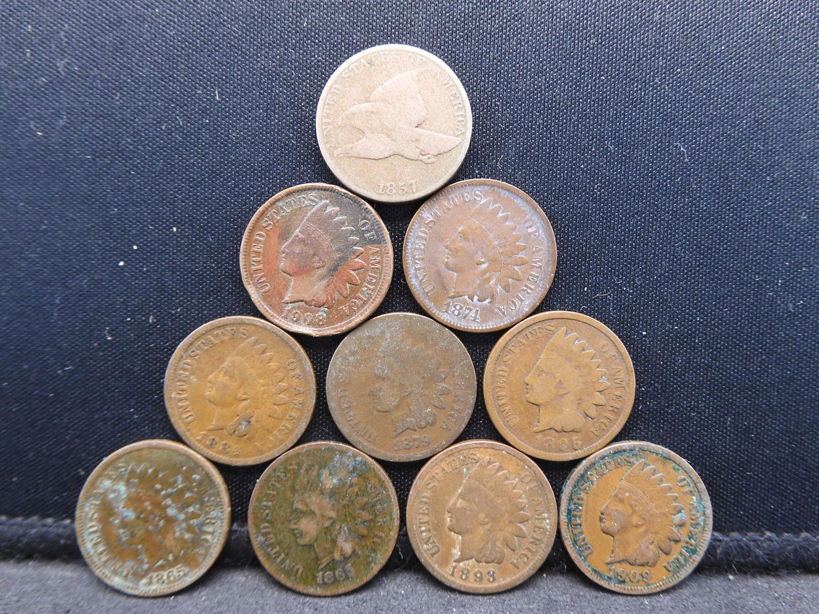 (10) pc Lot Mixed Indian Head Cents Various Dates & (1 of 2)