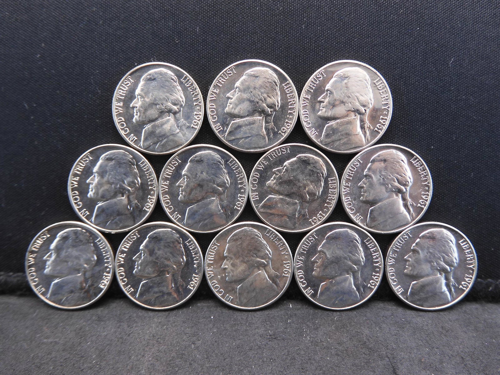 (12) x 1961-D Jefferson Nickels BU: (12) x 1961-D Jefferson Nickels BU