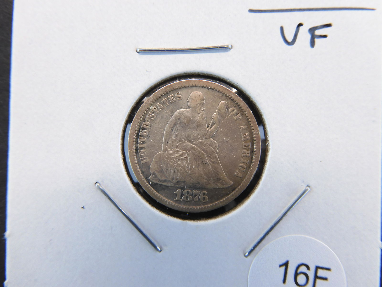 1876-CC Seated 10c.  VF. (1 of 3)