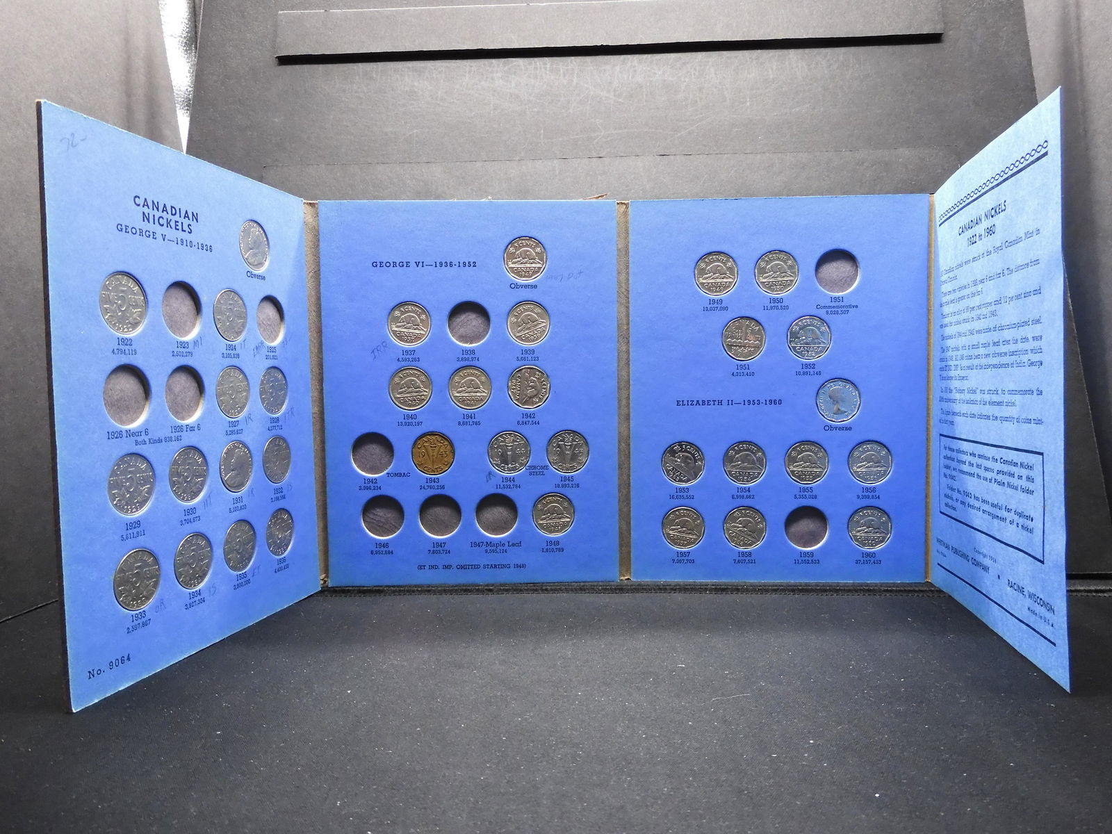 1922-1960 Canada 5c.  Partial Set.  35 Coins. (1 of 12)