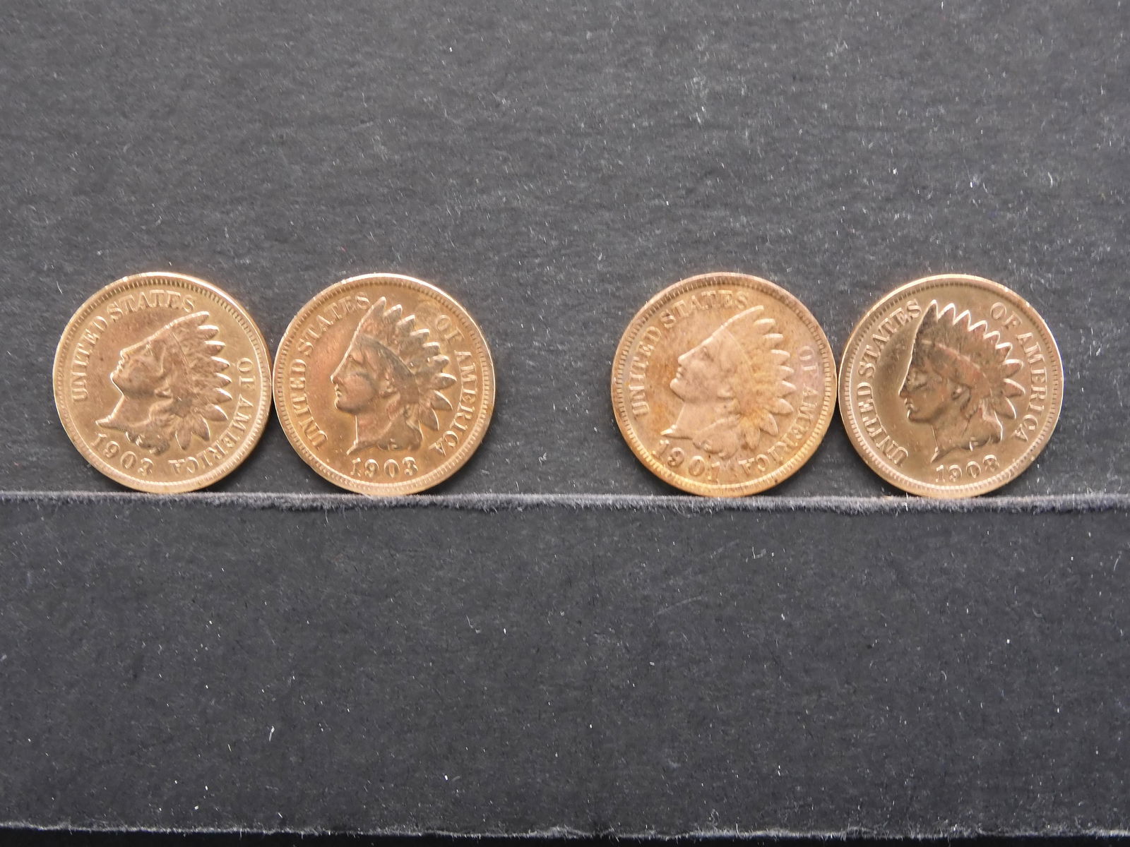 4 Indian Head Cents - 1901, 03, 03, 08 (1 of 5)
