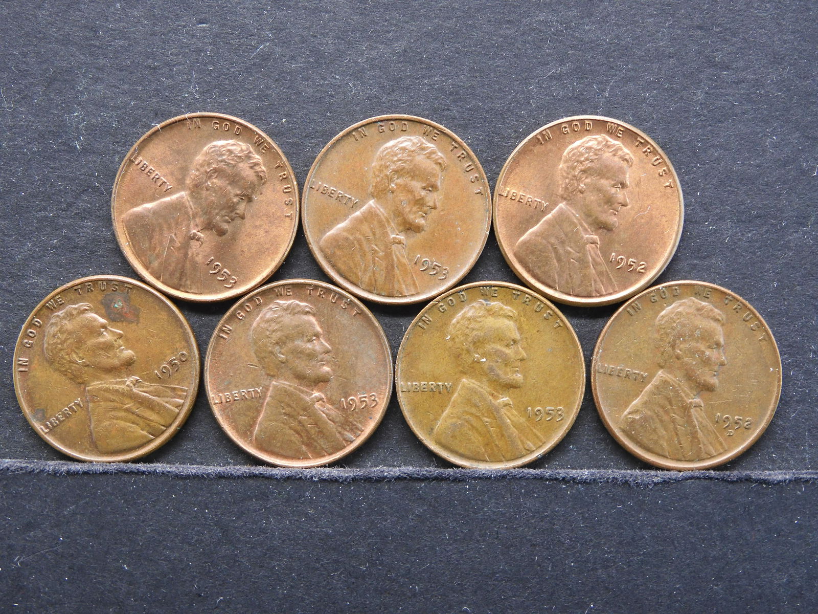 7 - Lincoln Wheat Cents 4-1953, 1950, 52 P & D (1 of 2)