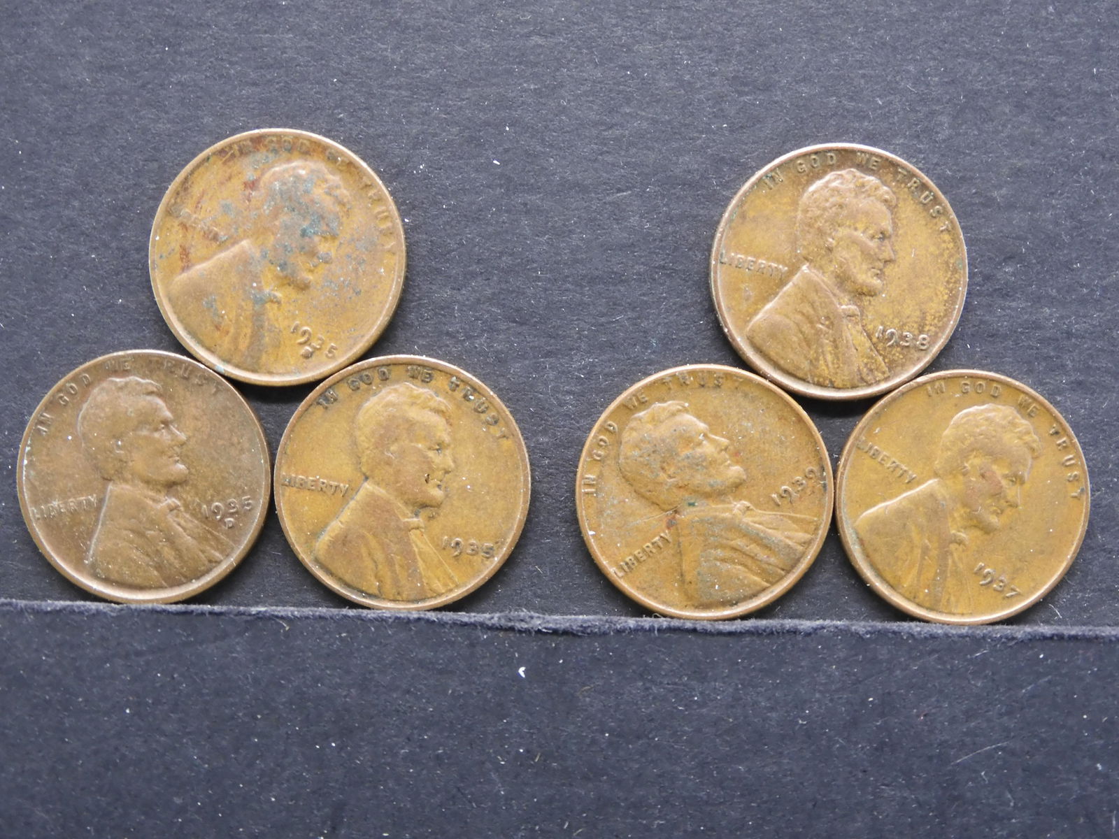 1935 P,D,S & 1937-1938-1939 Lincoln Wheat Cents (1 of 4)