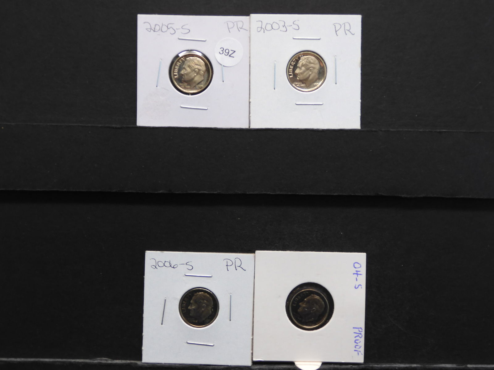 Four Proof Roosevelt Dimes 2003-S, 2004-S, 2005-S, (1 of 6)