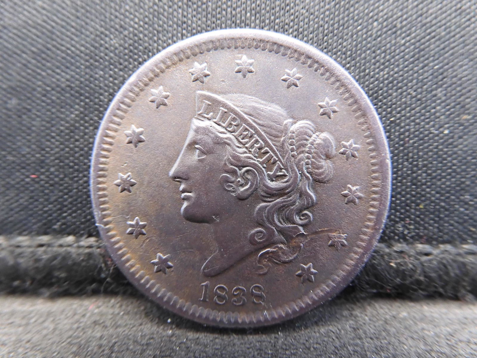 1838 Coronet Head Large Penny Cent - XF/AU Cond (1 of 2)