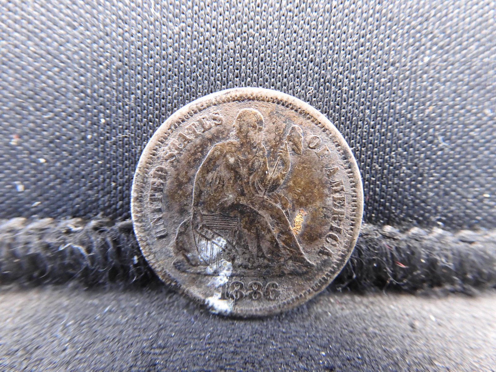 1886 Seated Liberty Silver Dime - Rim Ding @ 8 on the: 1886 Seated Liberty Silver Dime - Rim Ding @ 8 on the Rim