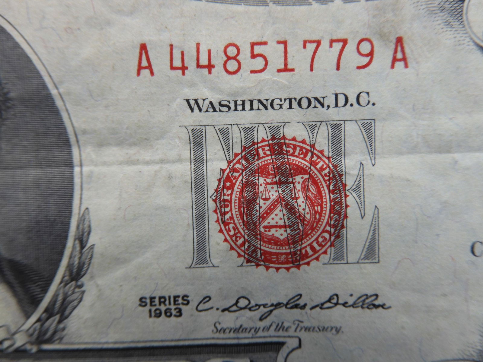 Series 1963 U.S. $5.00 Red Seal Note (1 of 2)