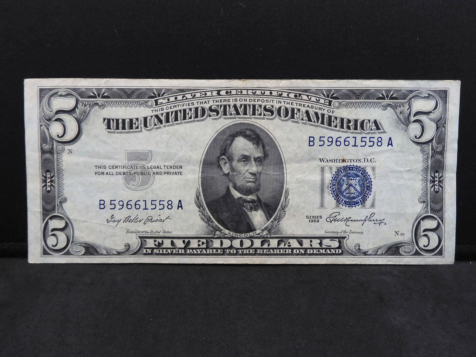 1953 U.S. $5.00 Silver Certificate Note (1 of 3)