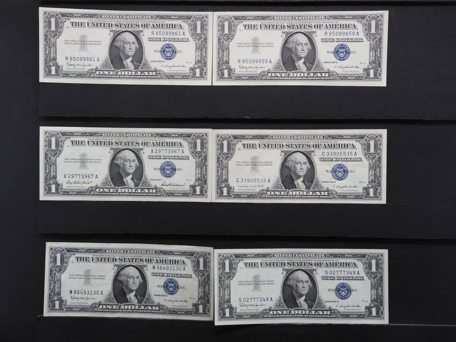 1957 $1 Silver Certificates - Crisp Uncirculated - Lot (1 of 5)