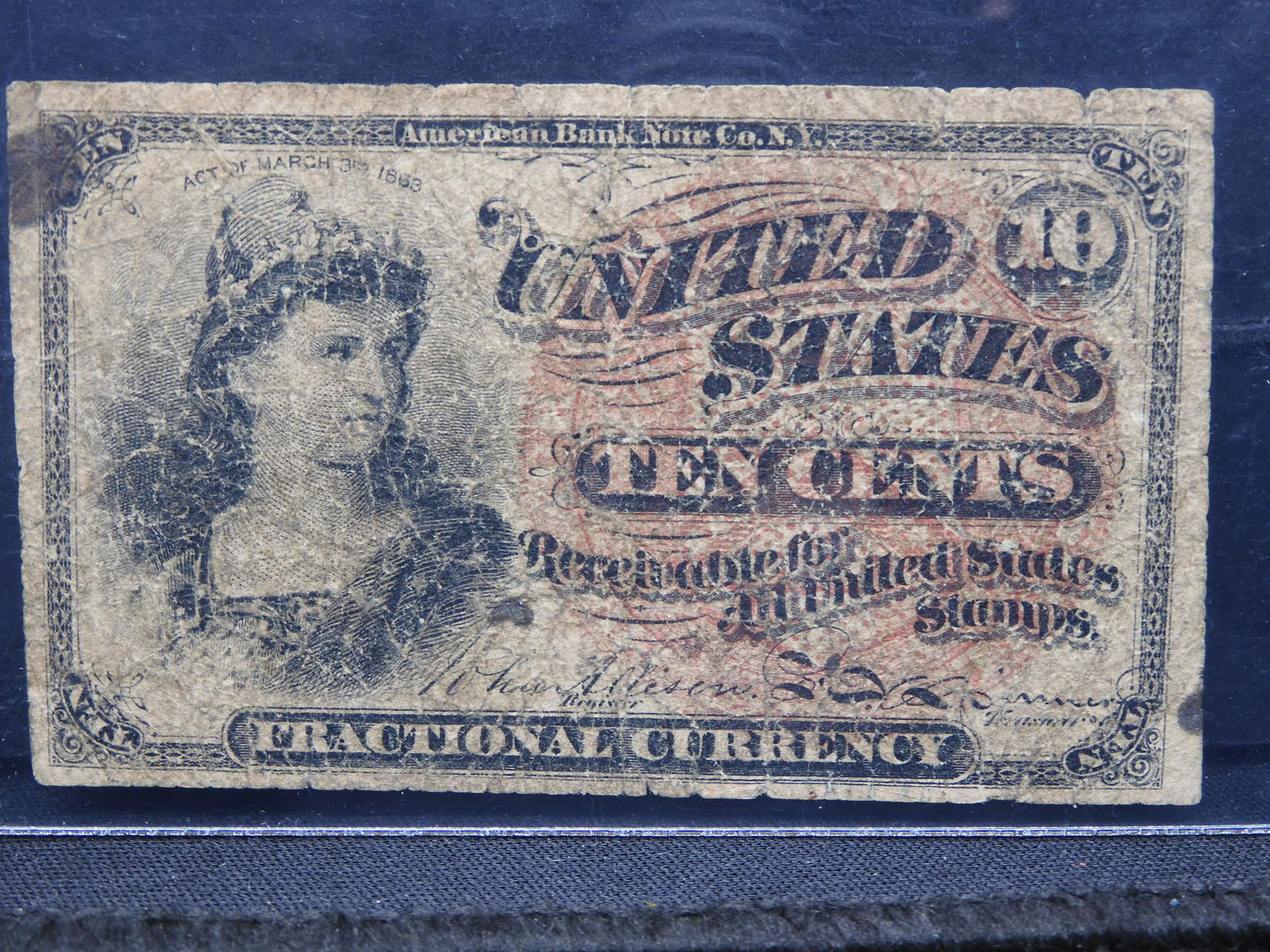 G-6 FOURTH ISSUE 10 CENT FRACTIONAL NOTE LARGE RED SEAL (1 of 3)
