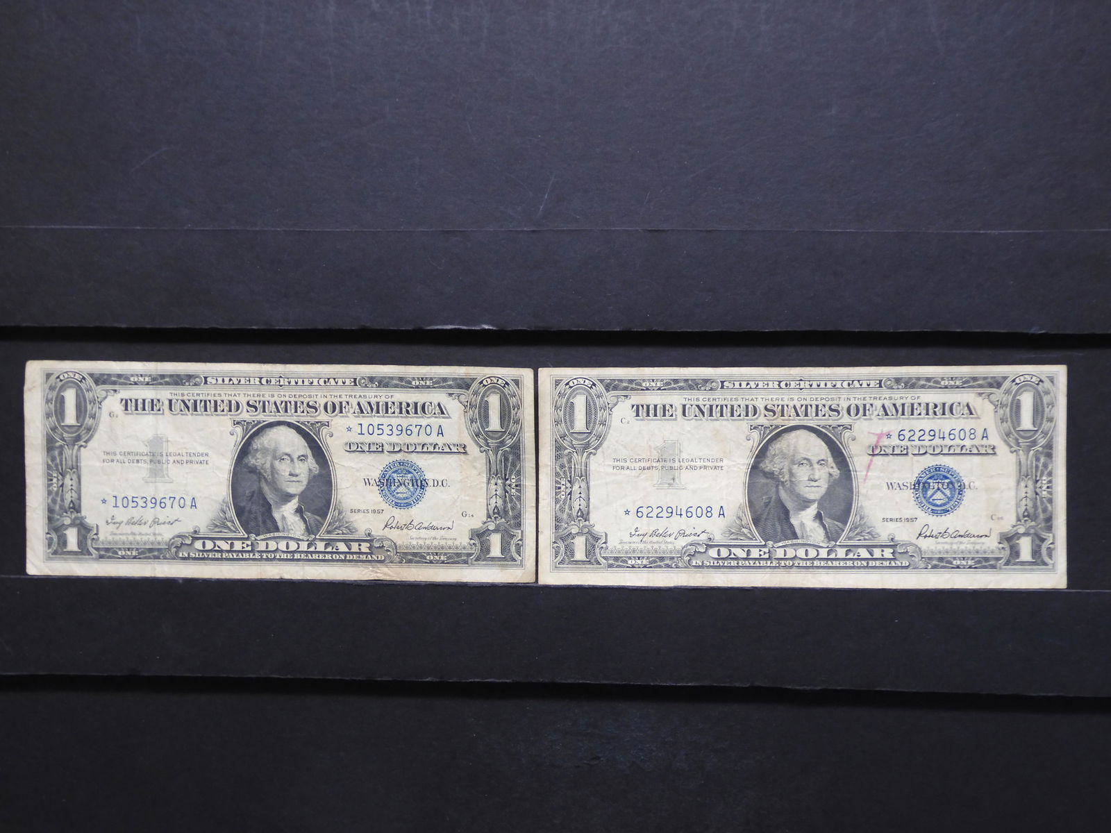 2 EACH 1957 "STAR" NOTE SILVER CERTIFICATES (1 of 7)