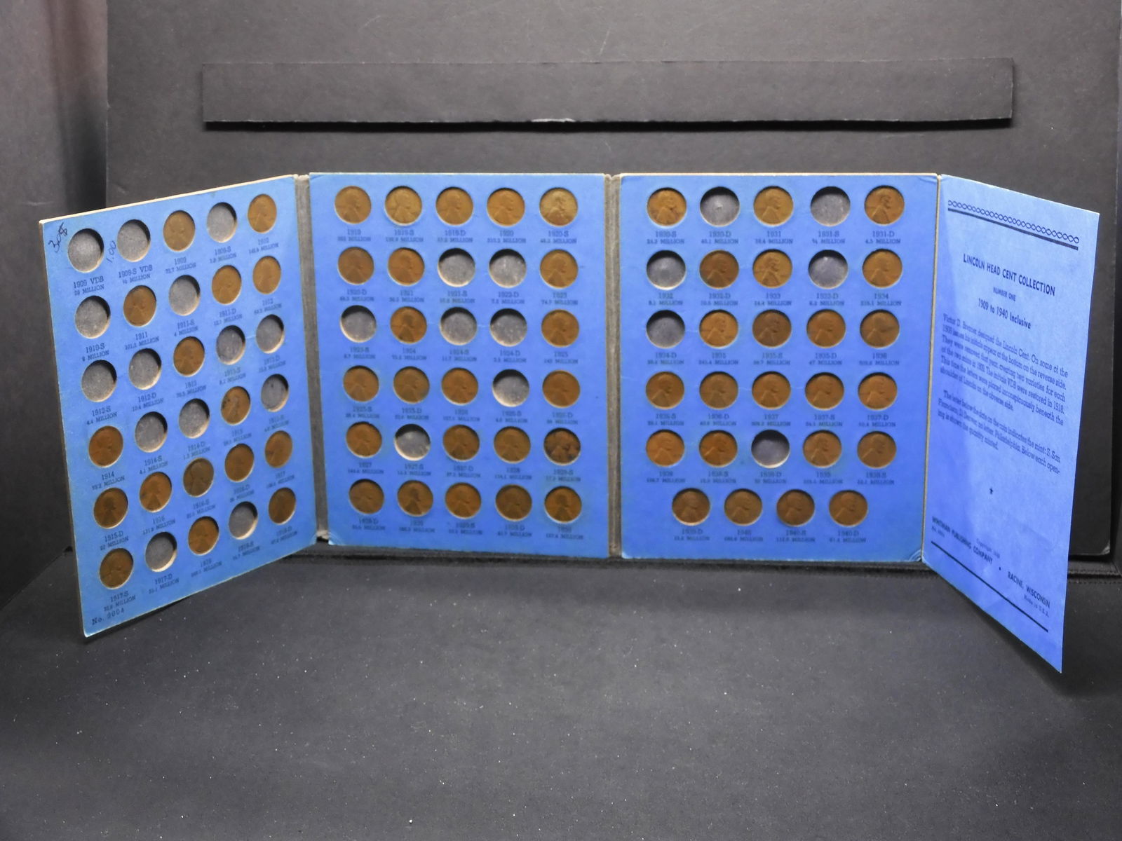 62 Lincoln Cents in a Whitman Folder Not Complete 1909 (1 of 15)