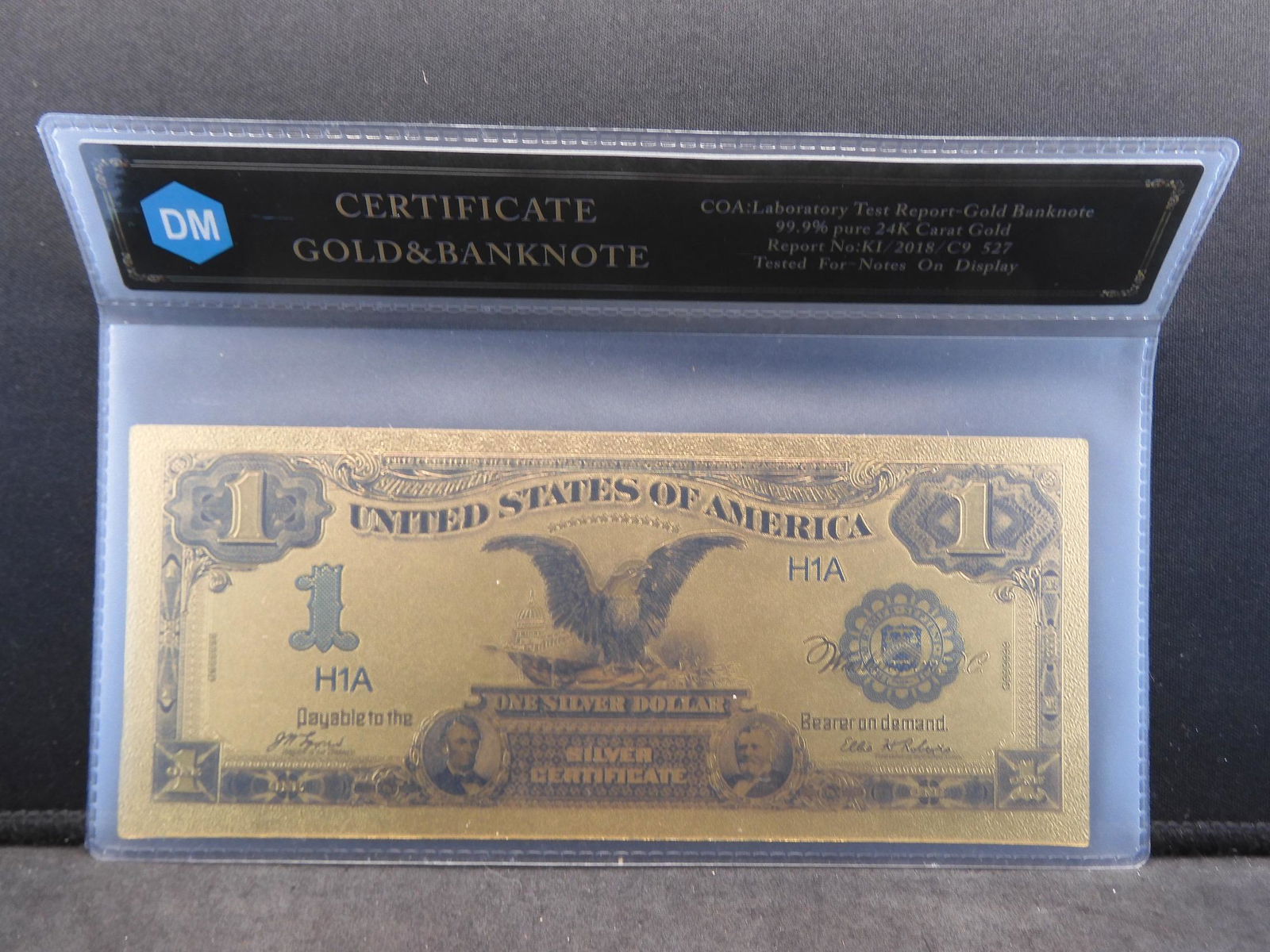 24 kt Gold US $1 Bank Note â€“ Not Legal Tender (1 of 3)