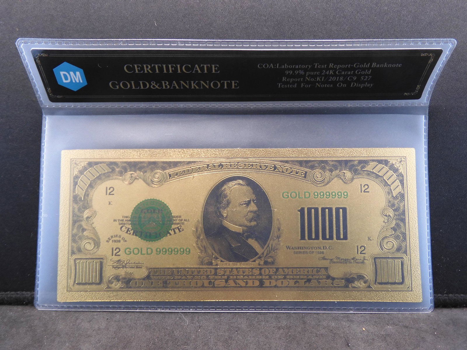 24 kt Gold US $1,000 Bank Note â€“ Not Legal Tender (1 of 3)