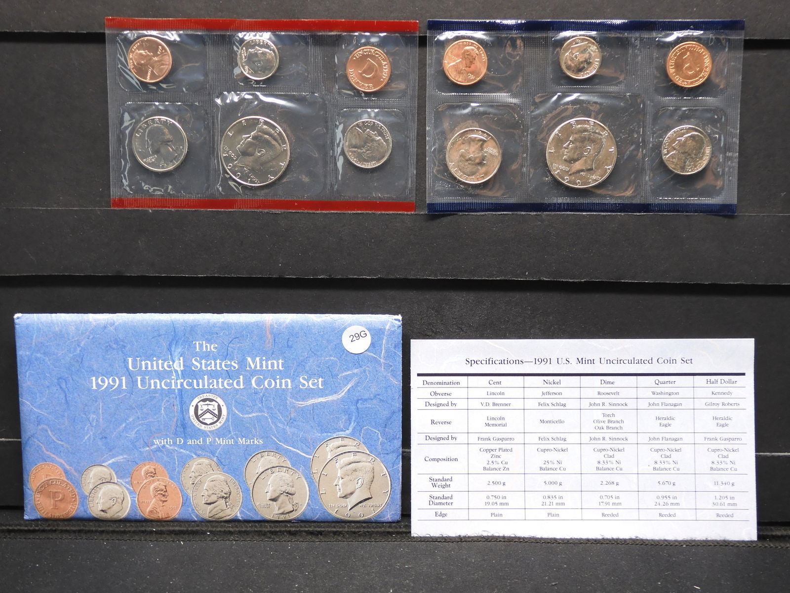 1991 P & D US Mint Unc Coin Set (1 of 6)