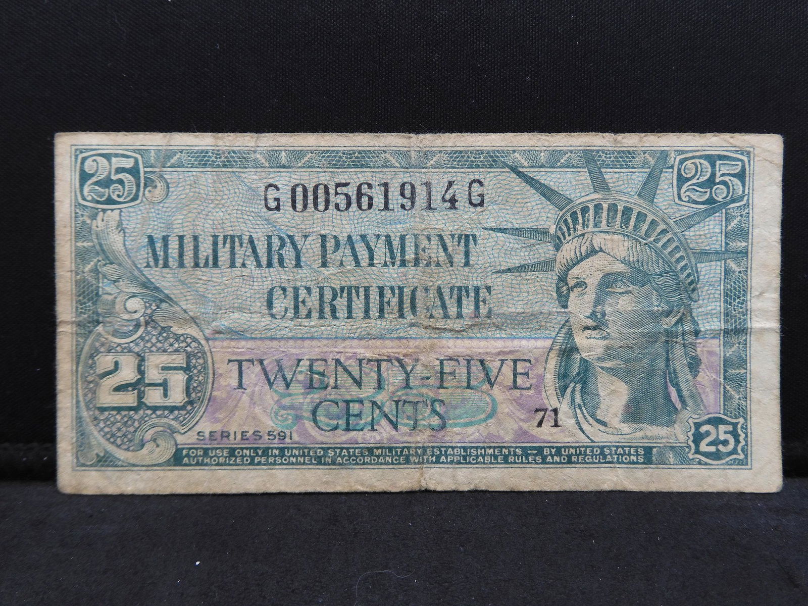 1961-64 Twenty-Five Cent US Military Payment (1 of 2)