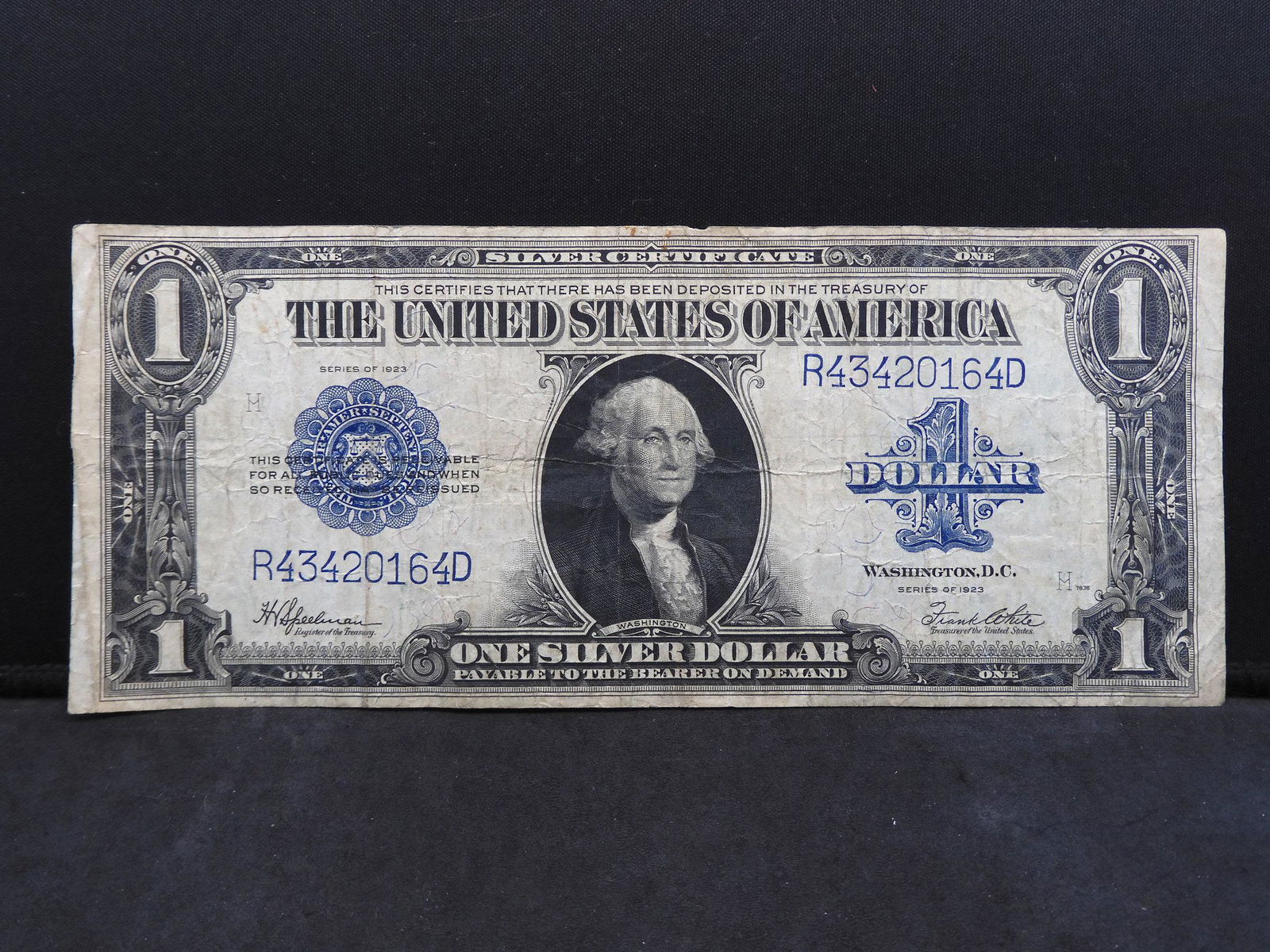1923 $1 Large Sized Blue Seal Serial Certificate. (1 of 4)